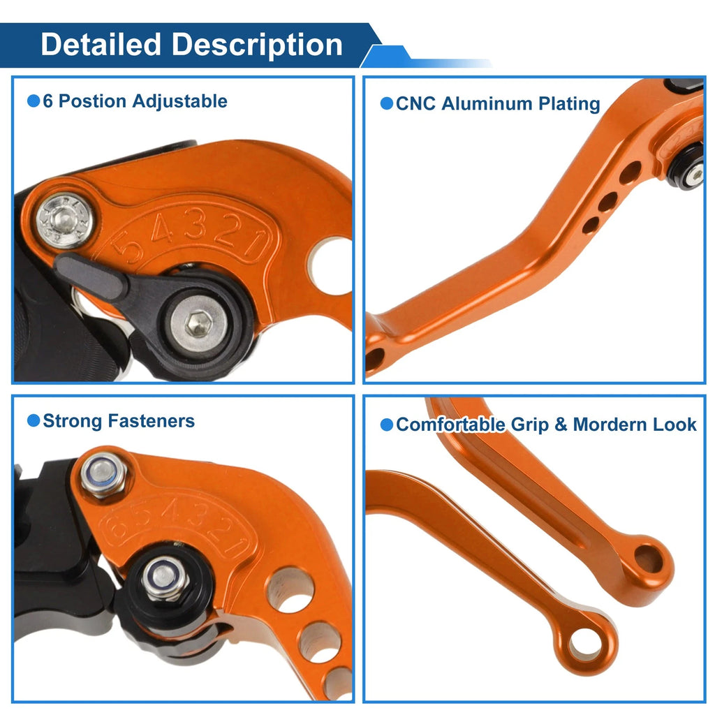 Adjustable Short Brake Clutch Levers for Suzuki SV650 (1999–2009) - Orange