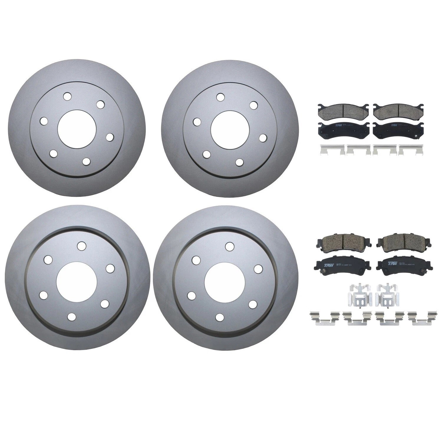 Front Rear Brake Kit Rotors TRW Pro Ceramic Pads for Silverado Sierra 1500 Yukon (2014–2019)