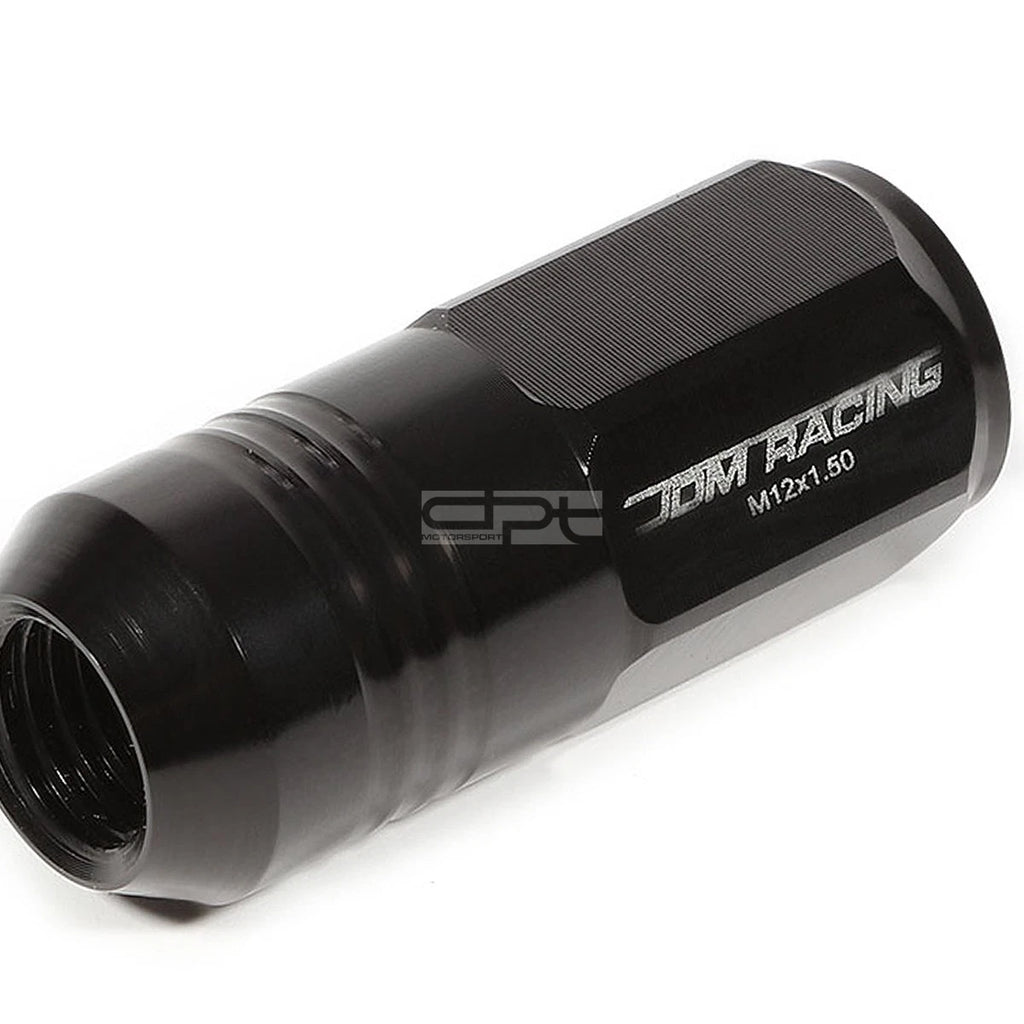 20 PCS Closed End M12x1.5 50mm Tall Black Aluminum Lug Nuts + Adapter