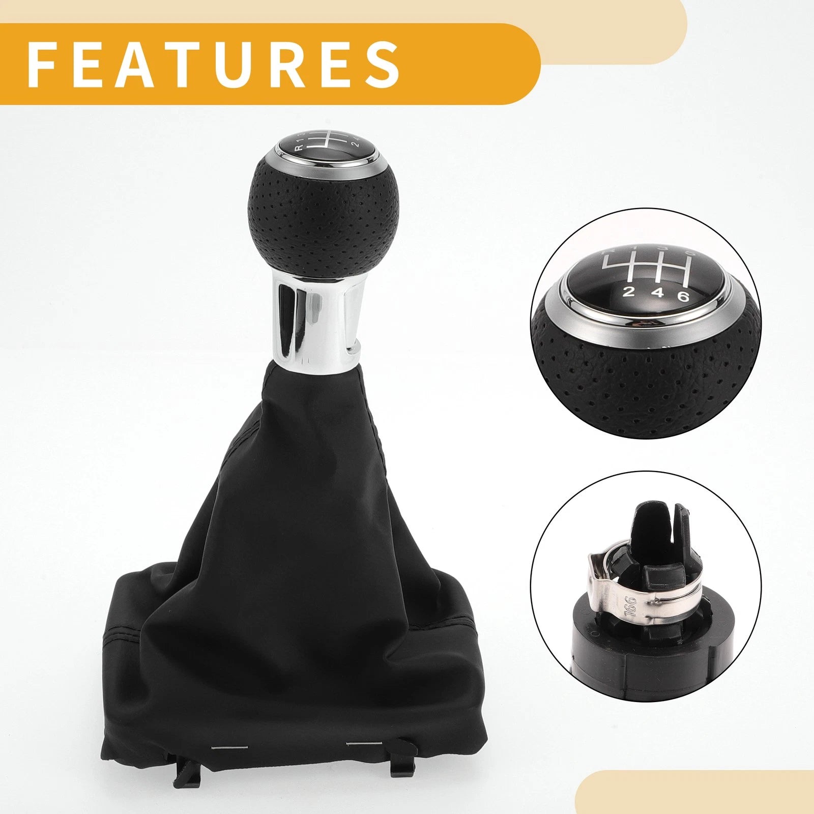 6 Speed Shift Knob with Boot Cover for Audi A3 (2010–2013)