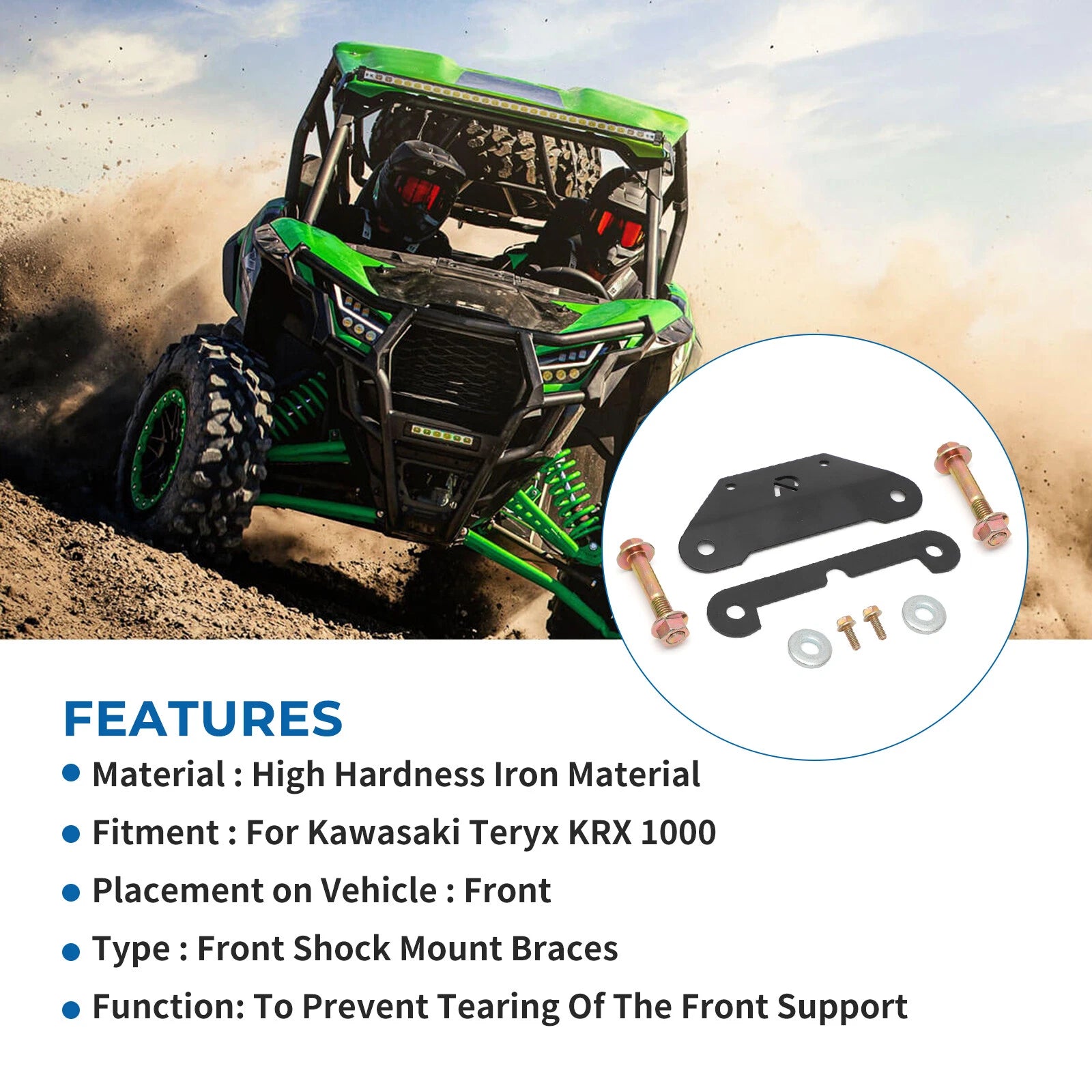 Front Shock Mount Braces Plate Kit for Kawasaki KRX 1000 (2019–2023)