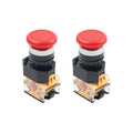 2X 22mm Mushroom Momentary Push Button Switch Red 1NC/NO DC220V