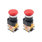 2X 22mm Mushroom Momentary Push Button Switch Red 1NC/NO DC220V