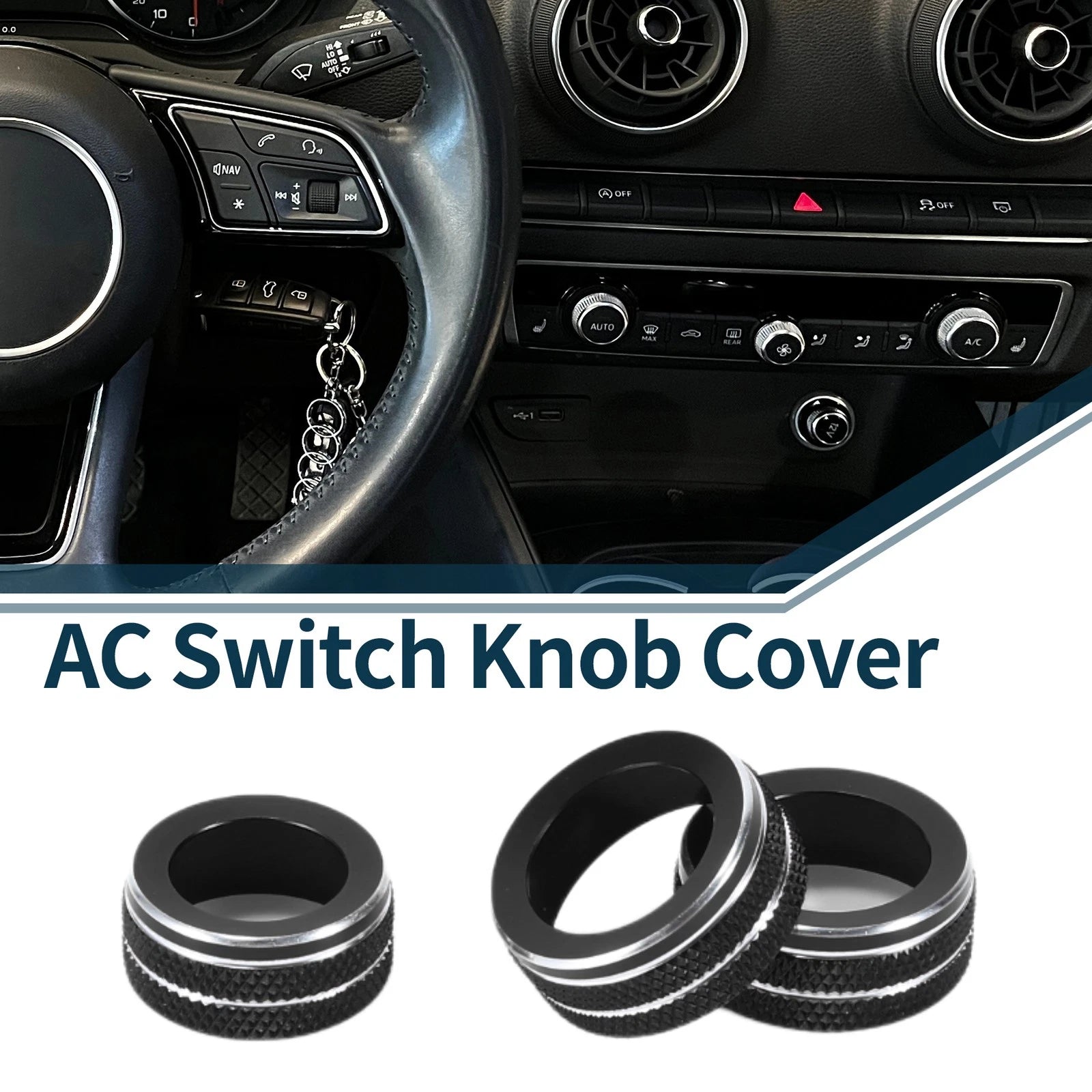 Set of 3 AC Climate Heater Switch Knob Cover Rings for Audi A3 8V (2014–2020)