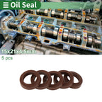 Set of 5 Oil Seal Rotary Shaft Seal FKM Rubber 15x21x4.5mm