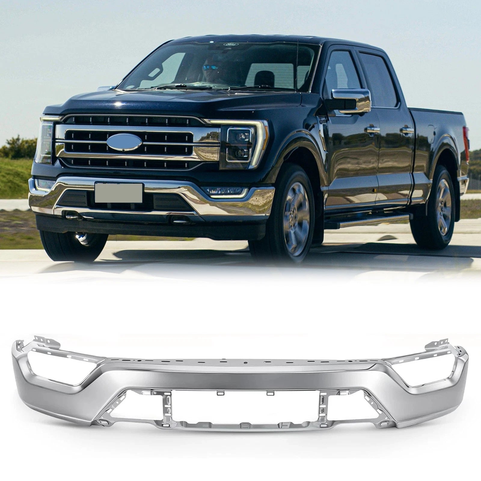 Chrome Steel Front Bumper Face Bar for Ford F-150 (2021–2023)