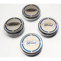 4pc Chrome Cap Covers w/Orange Fury Vinyl Ford Oval Inlay for 2015-2016 Mustang