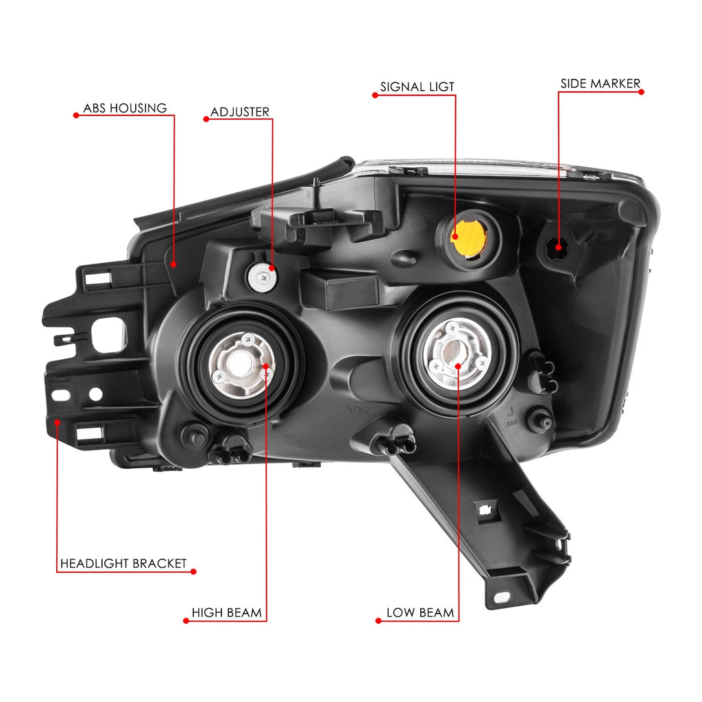 Passenger Side Chrome Housing Headlight Lamp for Nissan Titan (2008–2015)