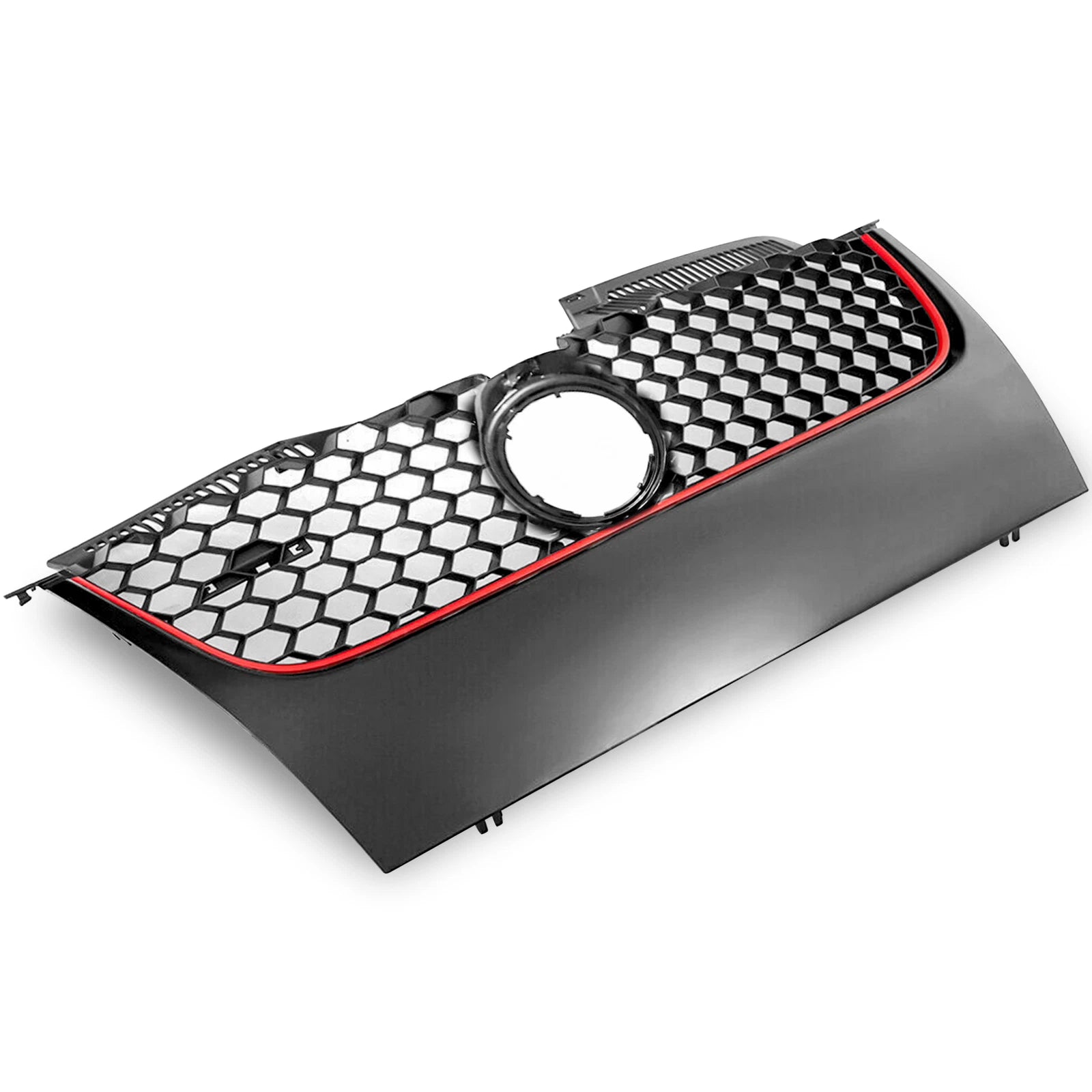 Front Upper Mesh Grille for VW Mk5 GTI Jetta (2006–2009) Matte Black Red Trim