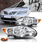 Chrome Housing Headlight Amber Side Corner Signal Lamps for Corolla (2011–2013)
