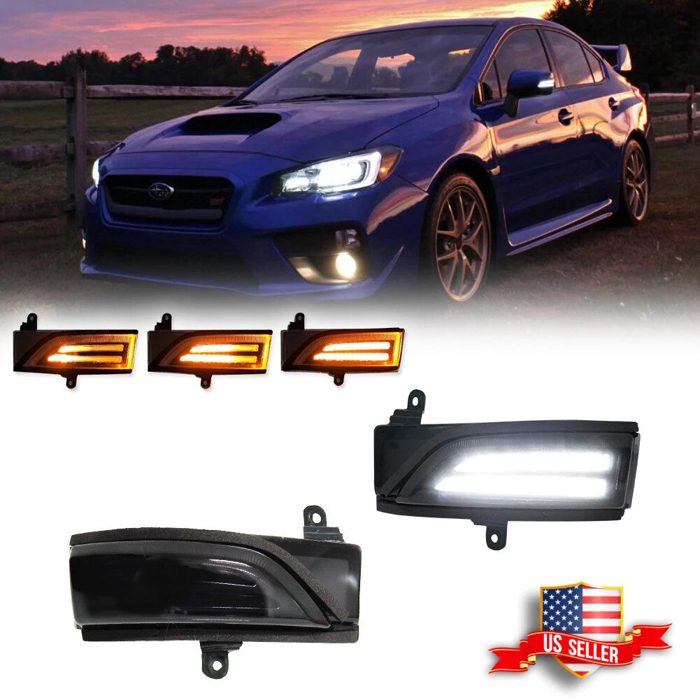 Smoked Switchback Sequential LED Side Mirror Turn Signal Lights for Subaru 