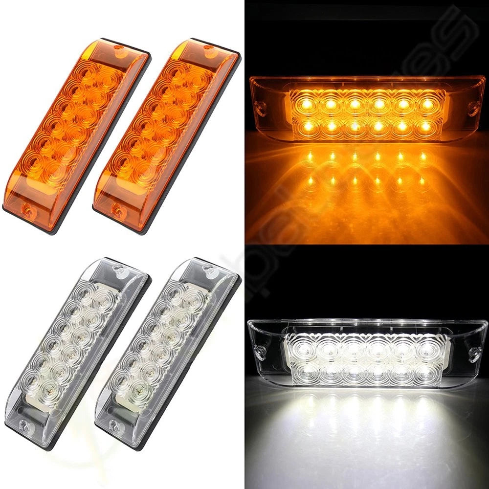 2X 8 Inch Amber LED Side Turn Tail Lights for Pickup Truck Lorry Boat