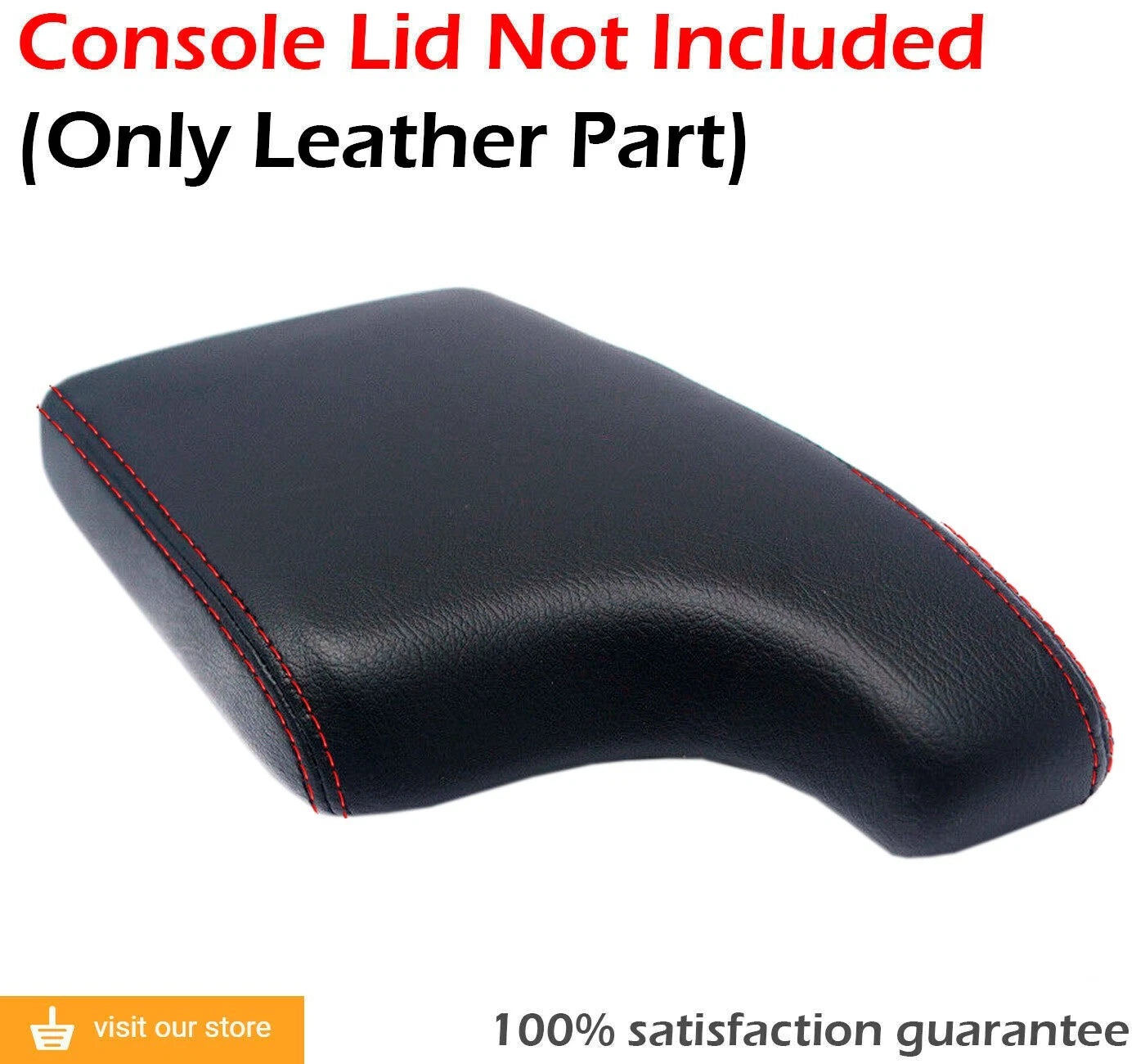 Leather Console Lid Armrest Cover for Acura ILX (2013–2022) Red Stitch