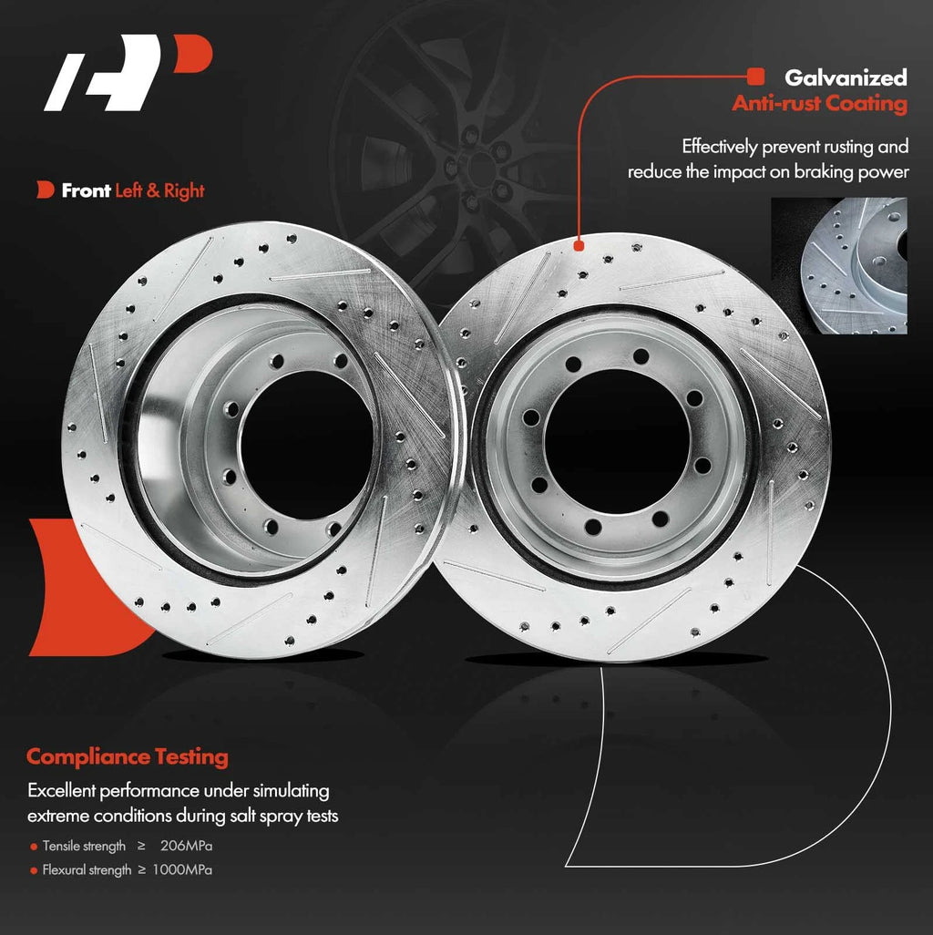 Set of 2 Rear Drilled Brake Rotors for Ford F-350 Super Duty (2005–2012)