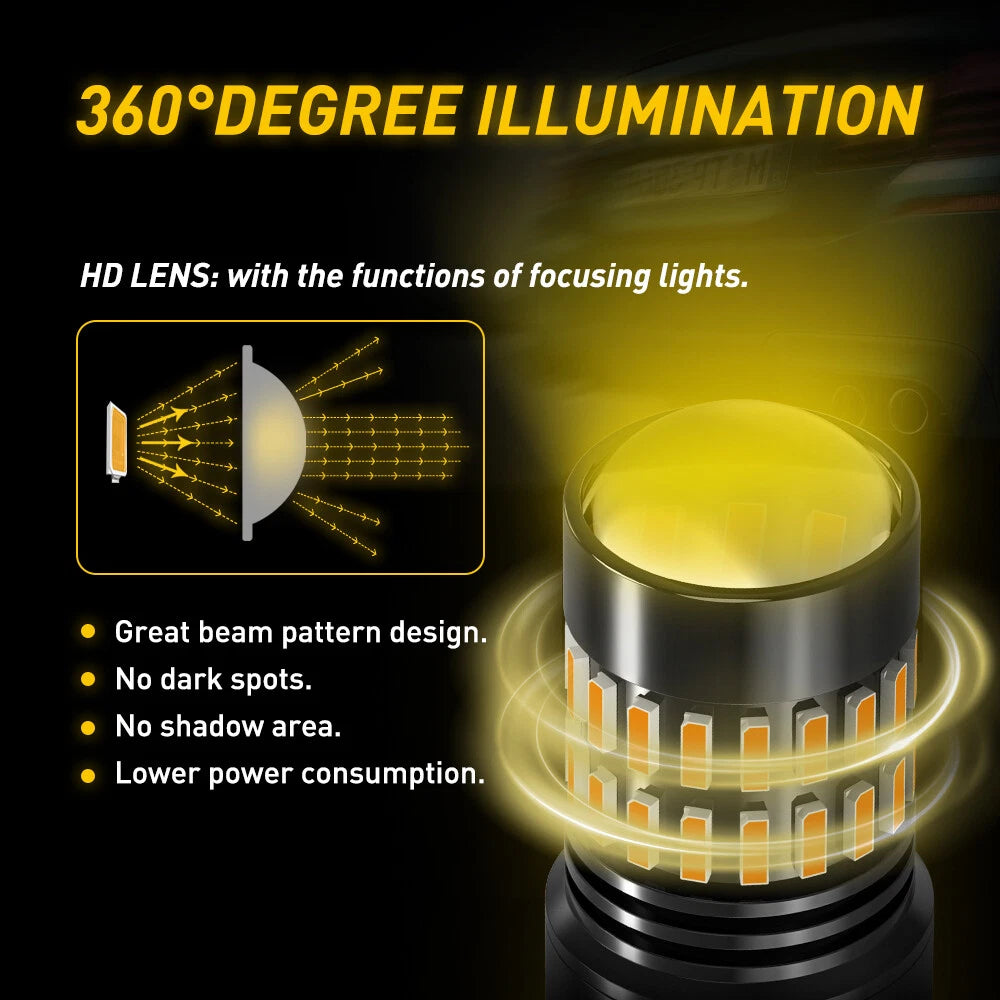 2X Amber LED Turn Signal Parking Light Bulbs for Car (3157 3156)