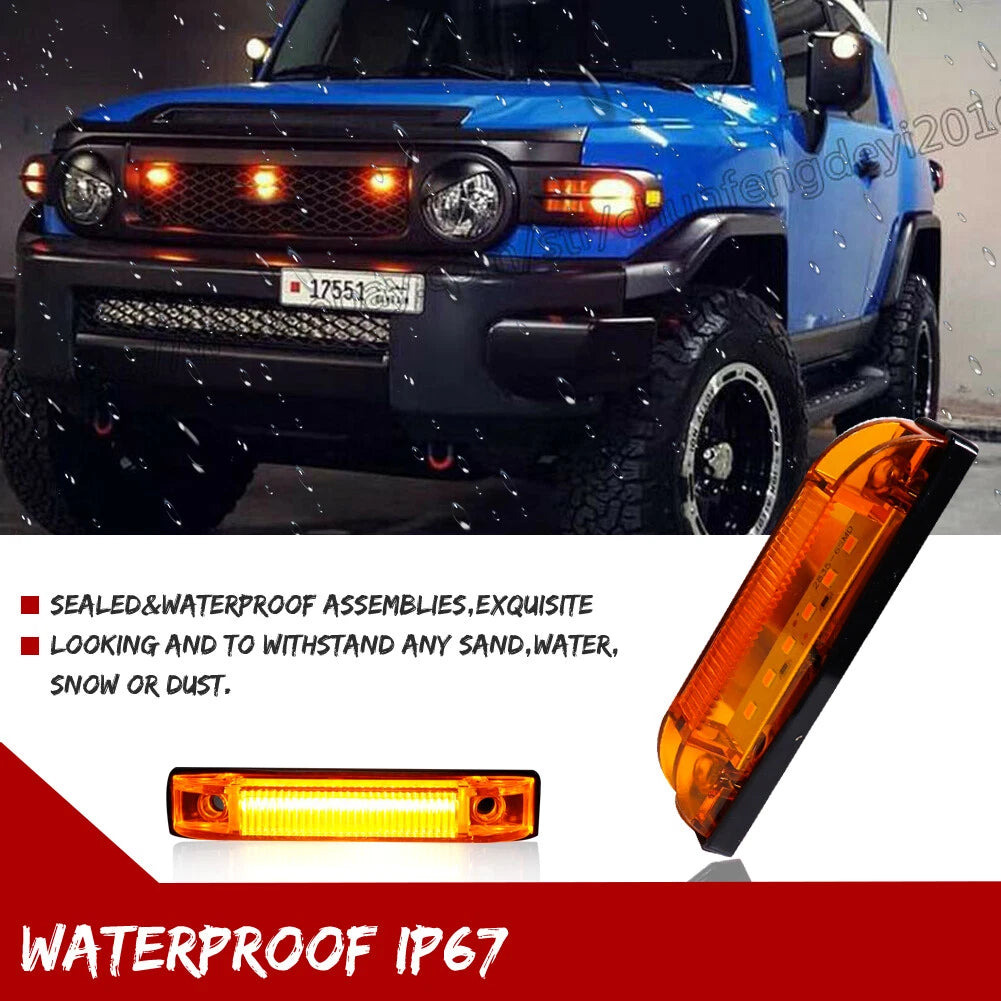 3X Amber Lens LED Grille Lights Kit for Toyota FJ Cruiser (2007–2014)