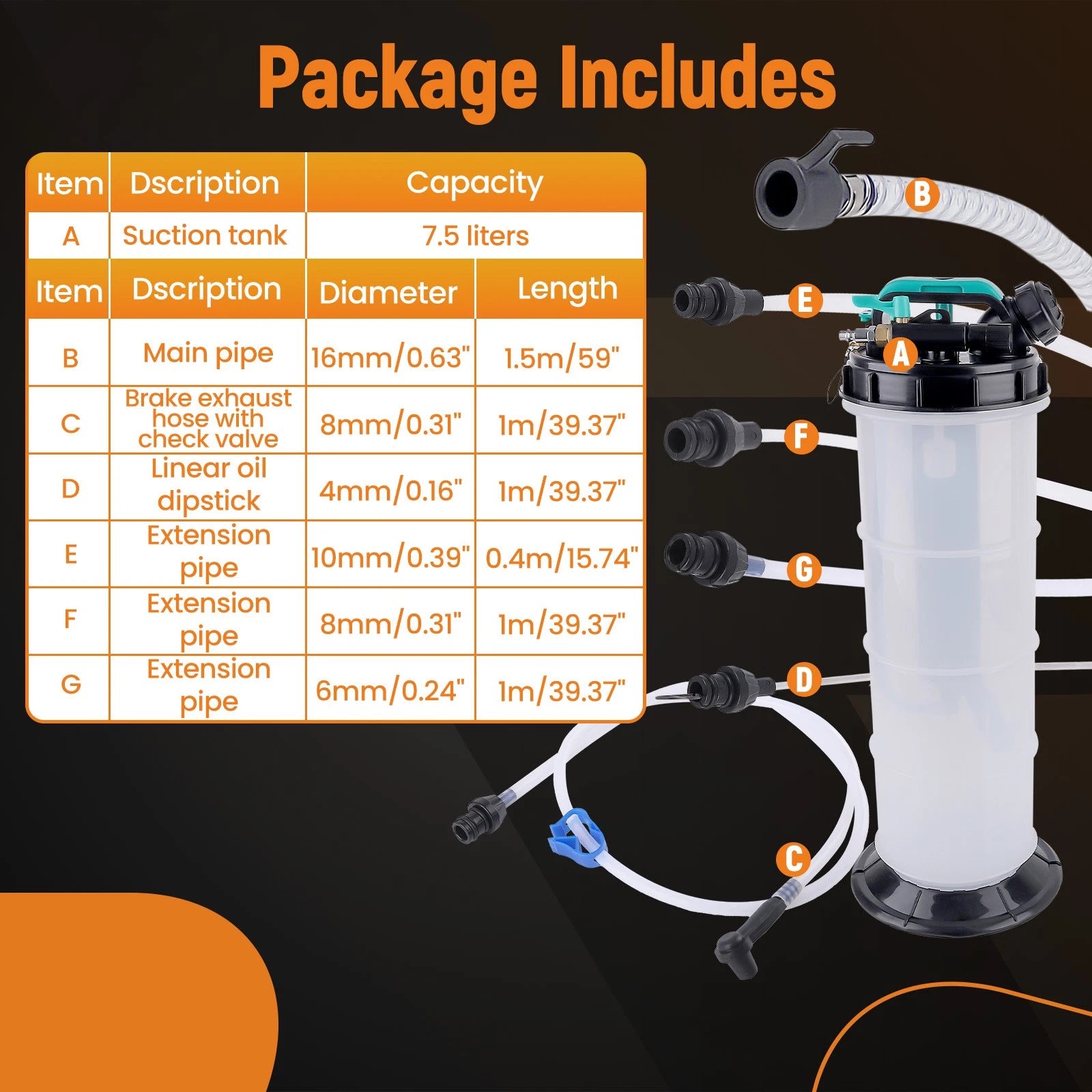 7.5L Dual Mode Oil Extractor for Car (Manual & Pneumatic)