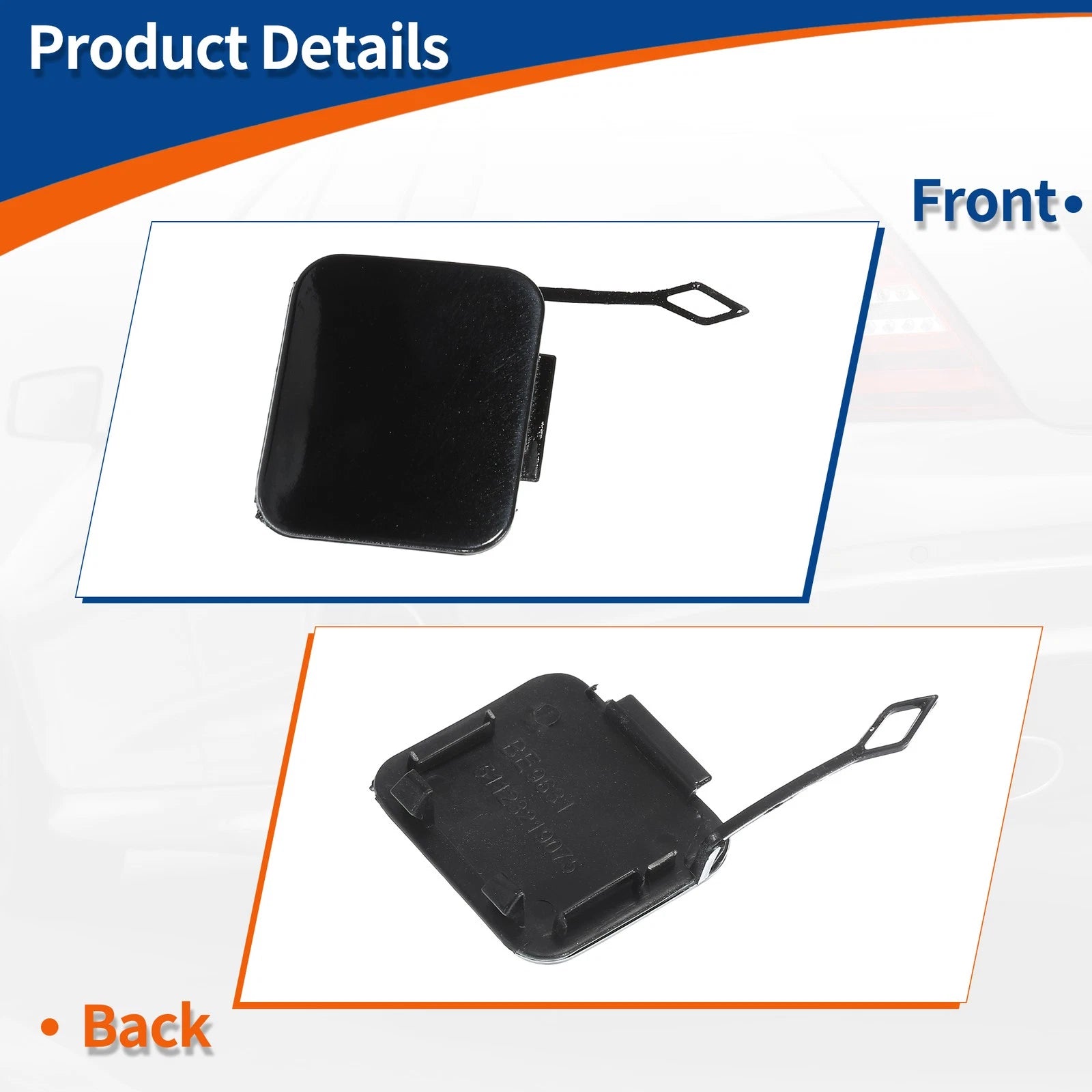 Rear Tow Hook Cover for BMW 525i 528i 530i 540i (No. 51128219075, Black)