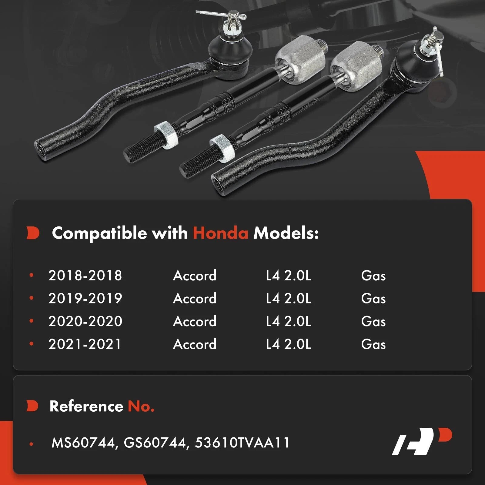 Set of 4 Tie Rods for Honda Accord (2018–2021)