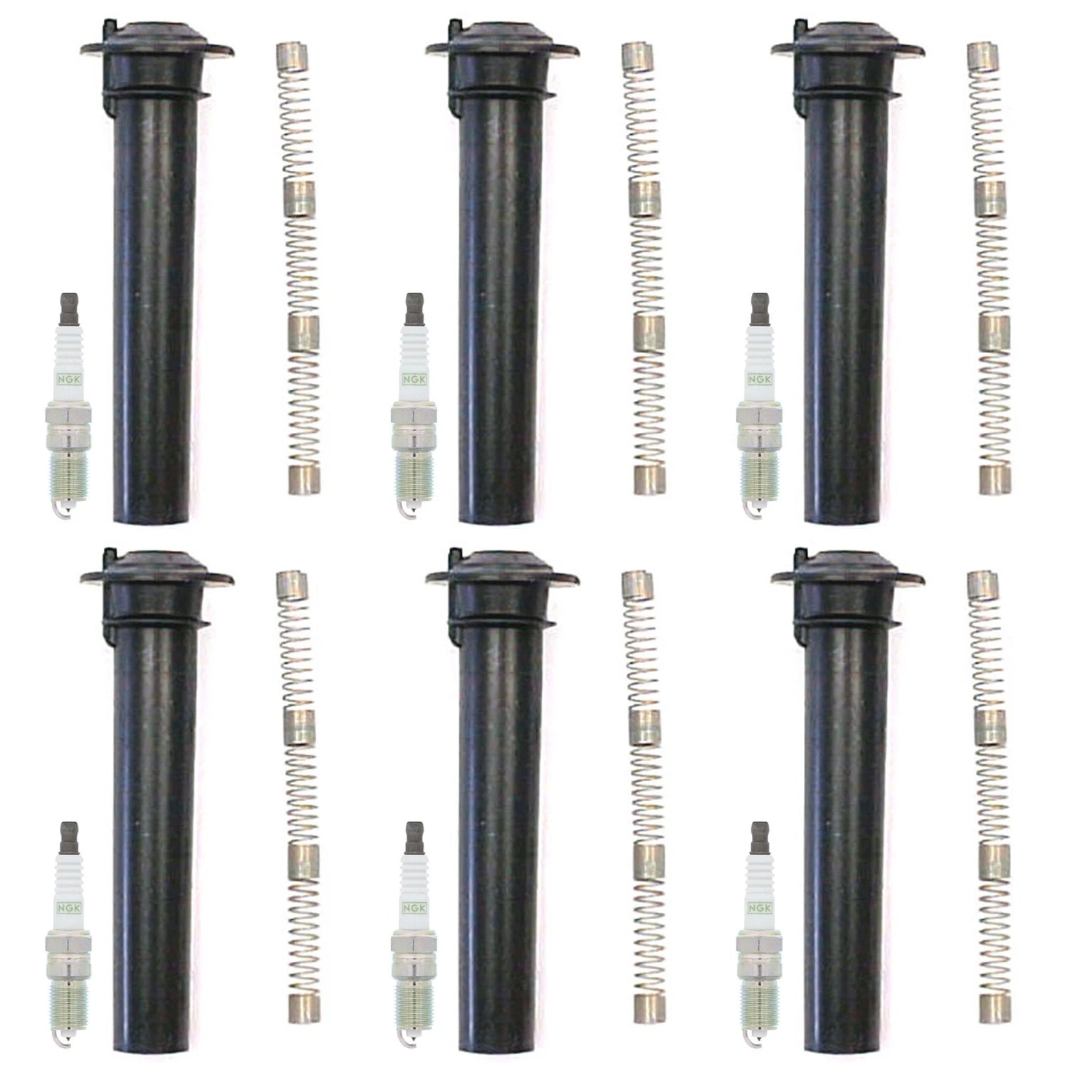 Set of 6 NGK G-Power Platinum Spark Plugs & Denso Coil Boots for Ford Taurus (1996–1999)