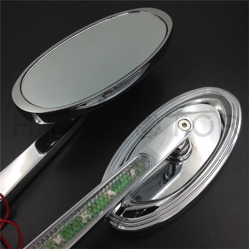 LED Turn Signal Oval Racing Mirrors for Harley Low Rider V-Rod