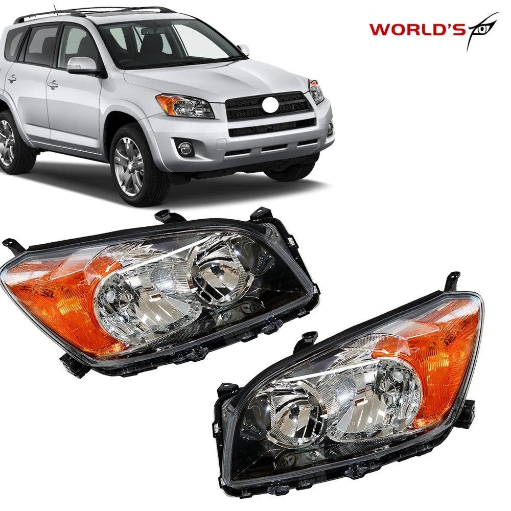 Set of 2 Headlights for Toyota RAV4 Sport (2009–2012) Black Housing