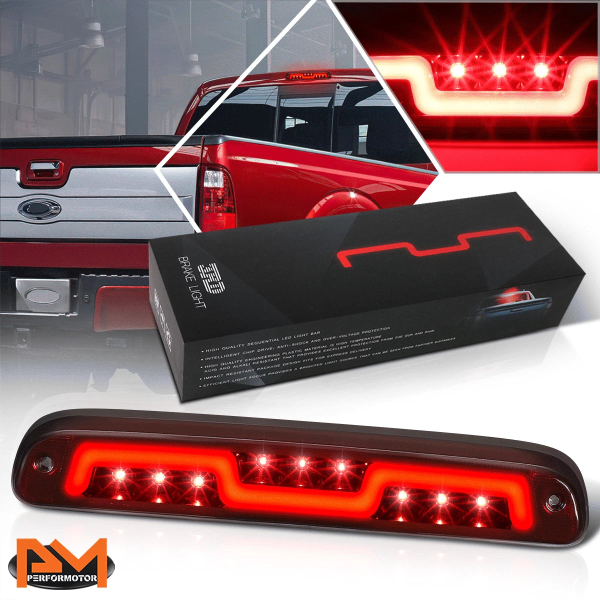 Sequential-Solid 2-Stage LED 3rd Tail Brake Light for Ford F250-F550 (1999–2016)
