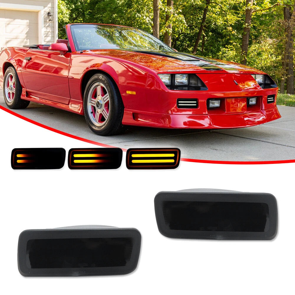 2 Smoke Switchback LED Turn Signal Corner Lights for Chevy Camaro (1985–1992)