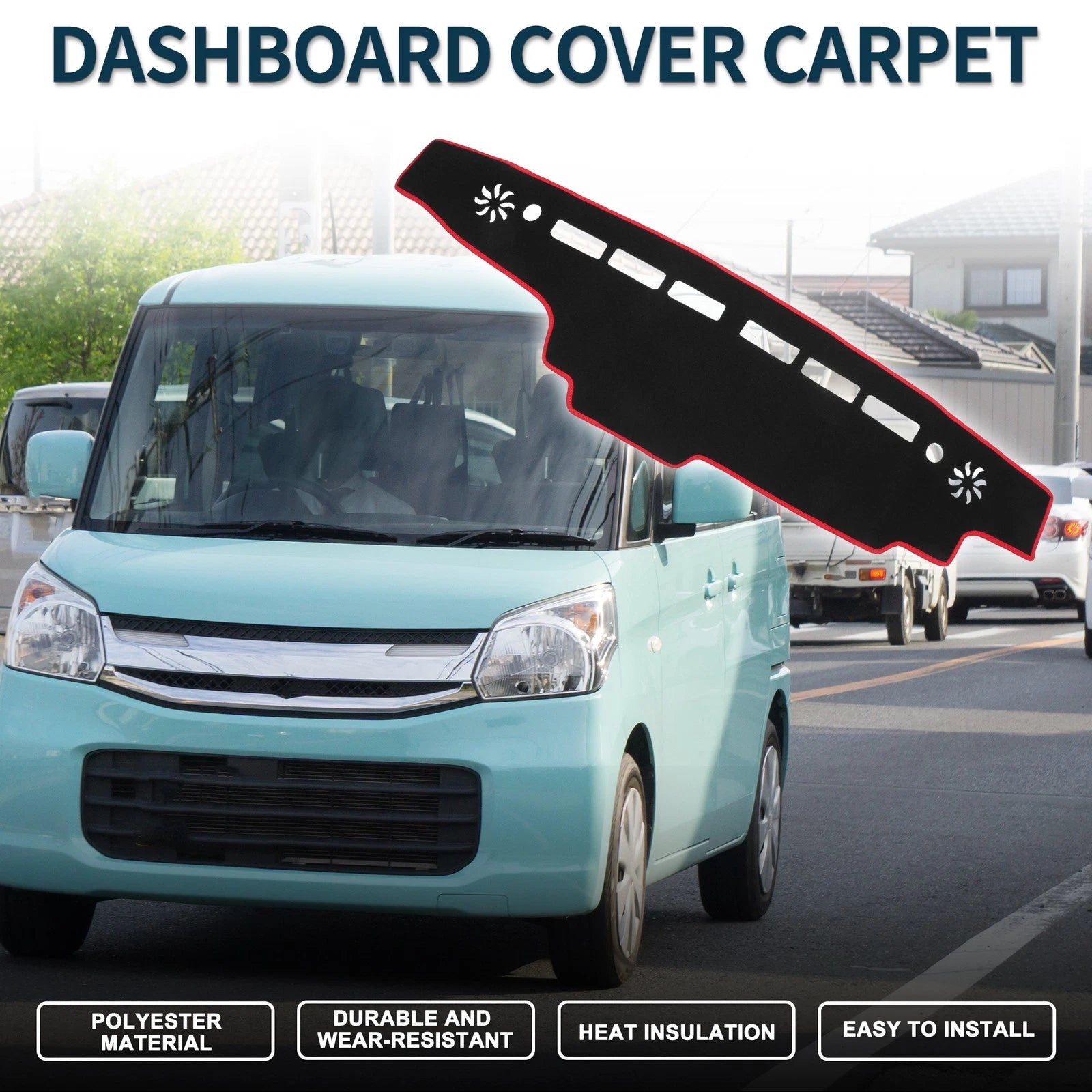 Dashboard Cover Mat for Suzuki Every DA17V (2015–2024) Black Red Set of 1