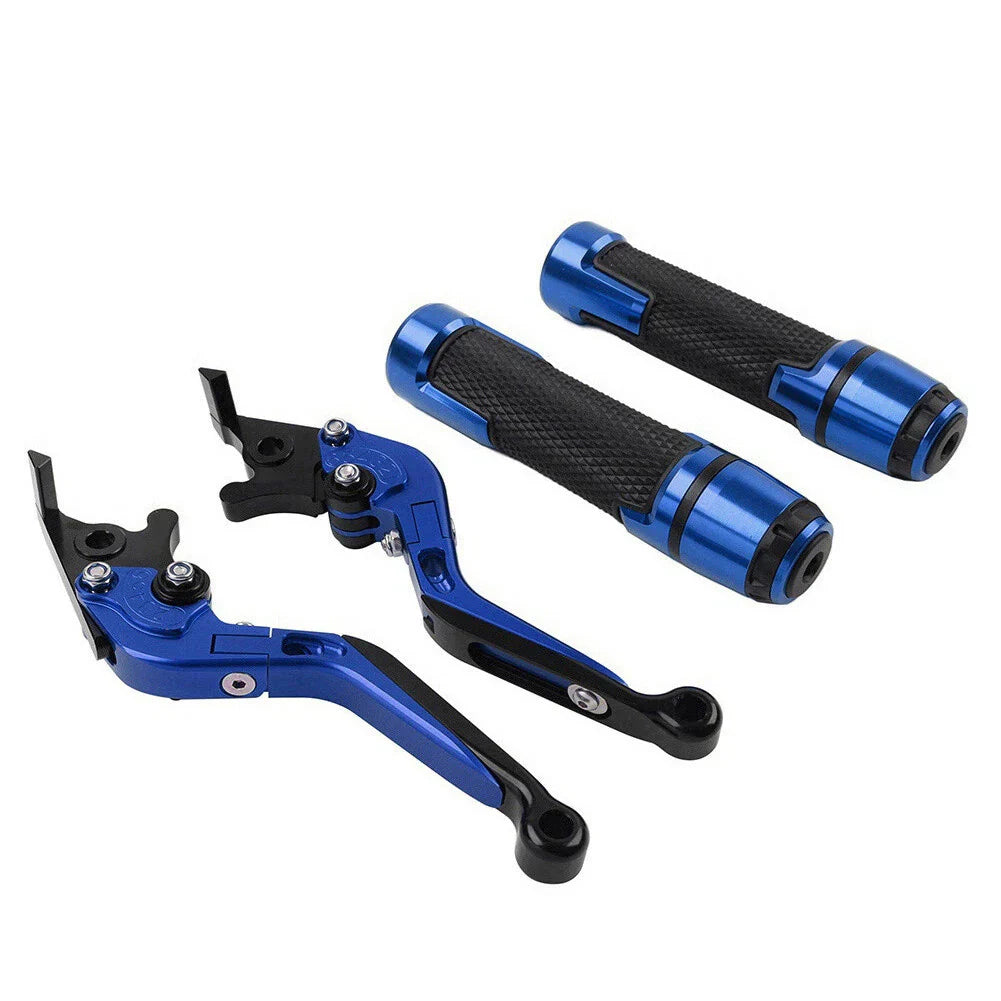 Blue Extendable Brake Clutch Levers Grips Set for Kawasaki ZX10R/RR (2004-2023)