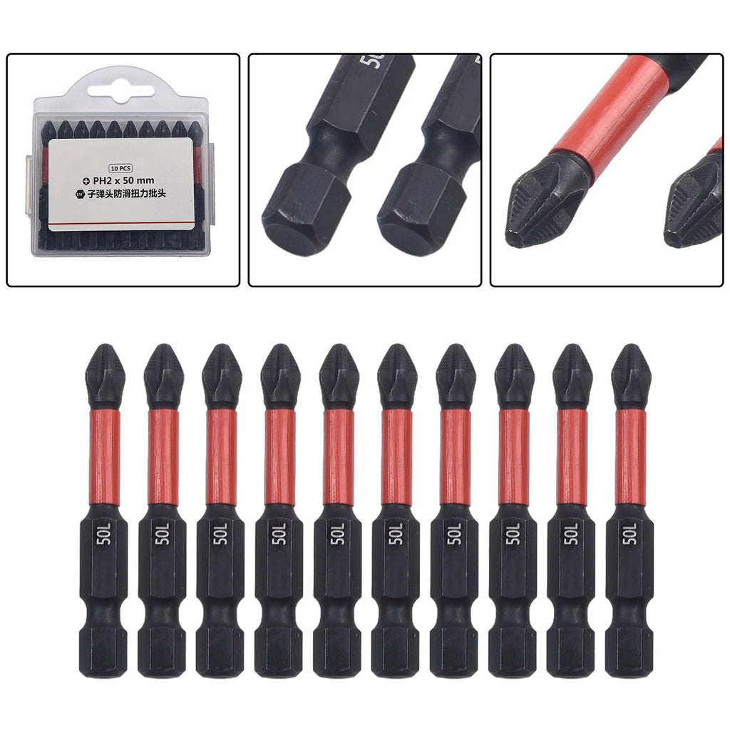 10 Pack PH2 Magnetic Screwdriver Bits for Automotive Use
