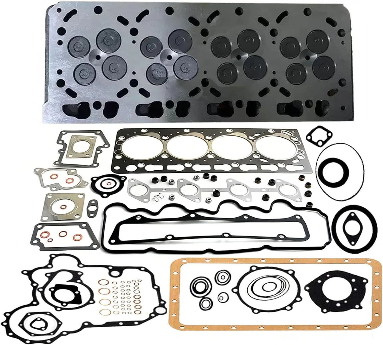 Complete Cylinder Head & Gasket Kit for Kubota V3300 V3800 (16V)