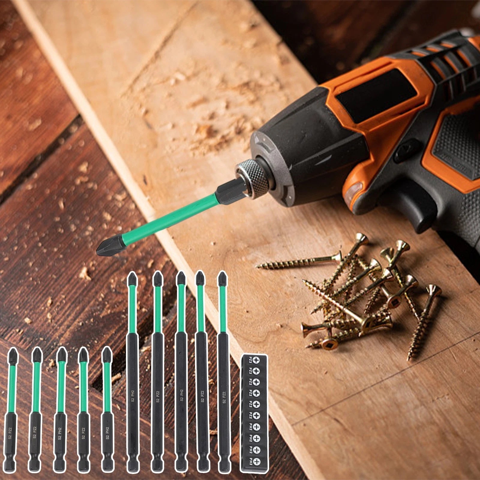 Set of 10 Magnetic Screwdriver Bits PZ2 PZ3 PH2 for Electric Driver