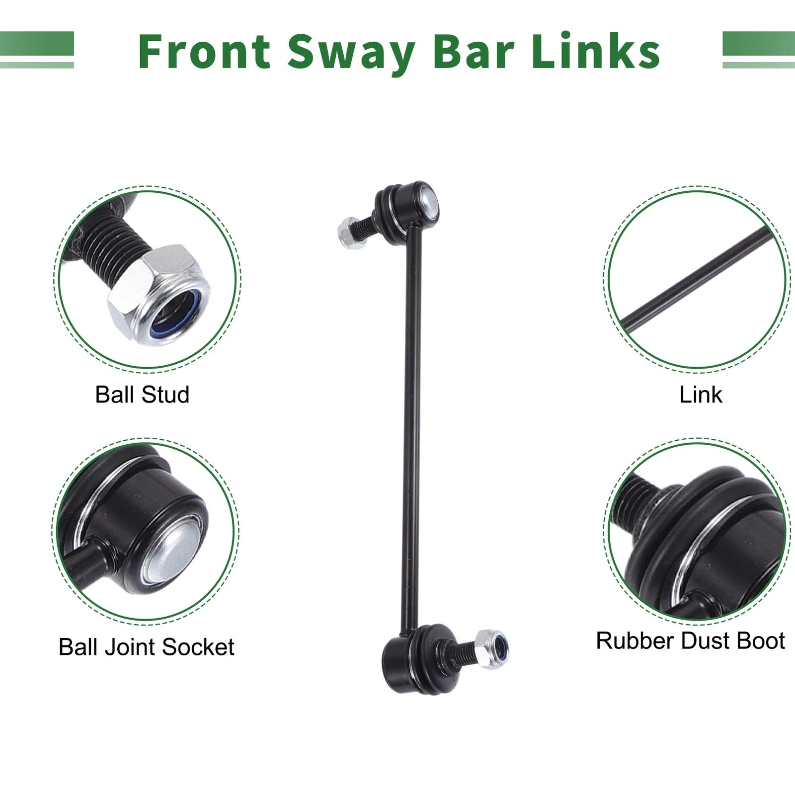 6pcs Front Suspension Kit Outer Tie Rod End Sway Bar Link for Toyota Corolla (2003–2008)