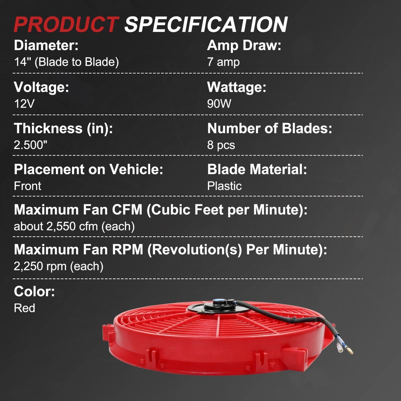 12V 14" Universal Slim Electric Radiator Cooling Fan Kit