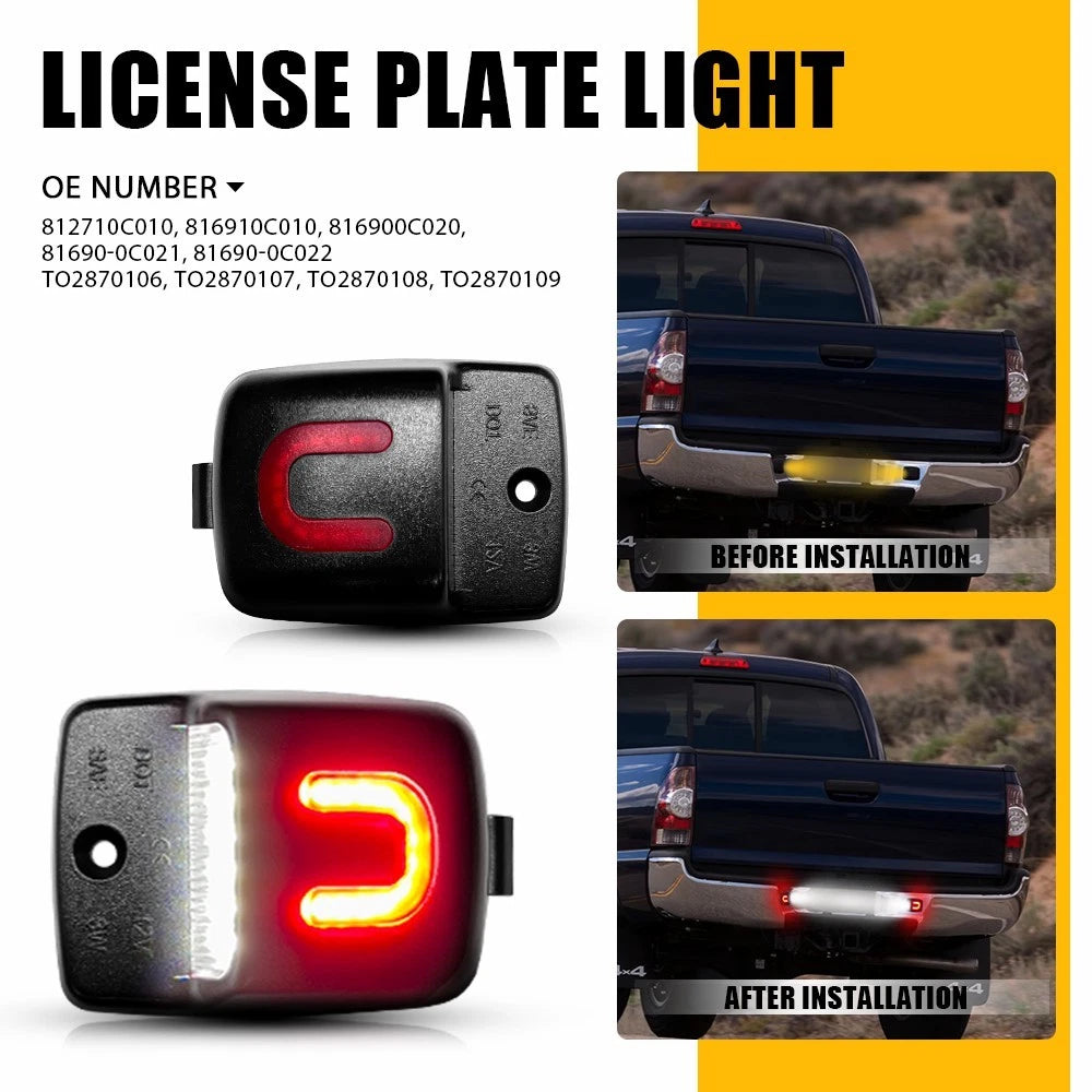 2X Red OLED Tube LED License Plate Light for Toyota Tacoma (1995–2004)