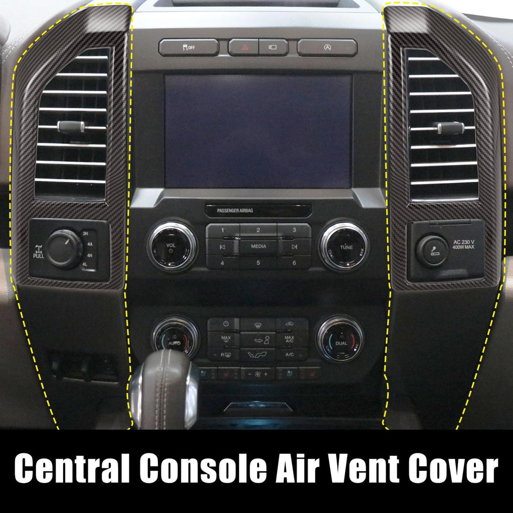 2X Carbon Fiber Pattern Central Console Air Vent Cover for Ford F-150 (2015–2019)