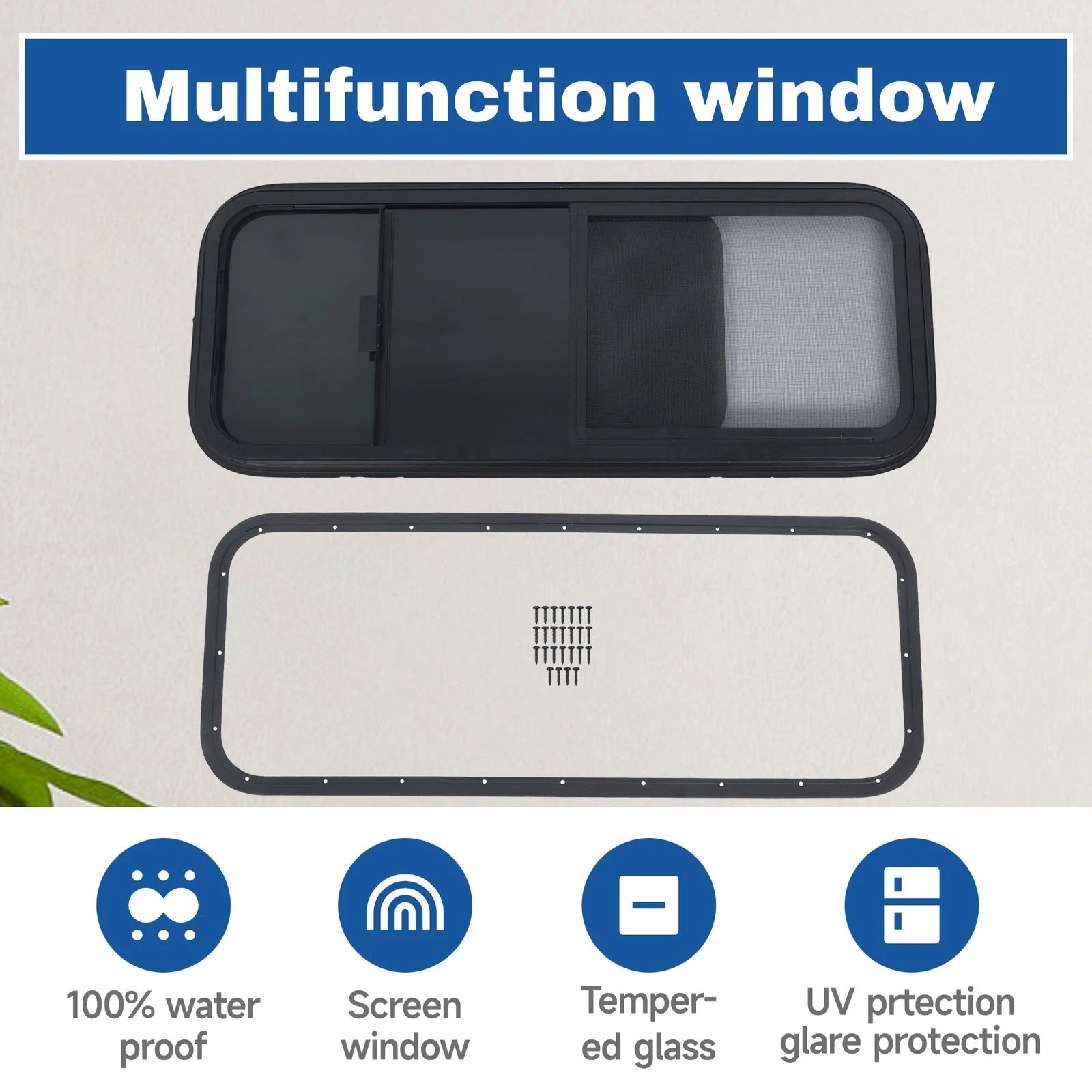 36" x 15" Horizontal Slider RV Window for Cargo Trailer