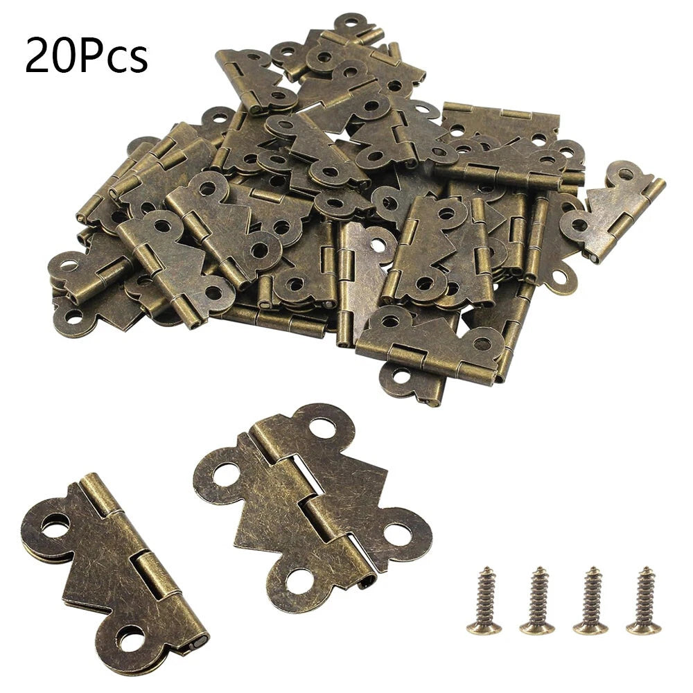 20Pcs Mini Butterfly Hinges for Dollhouse Jewelry Box Cabinet Door (2025mm)