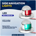 LED Boat Navigation Lights Bow Light Red and Green for Marine Use