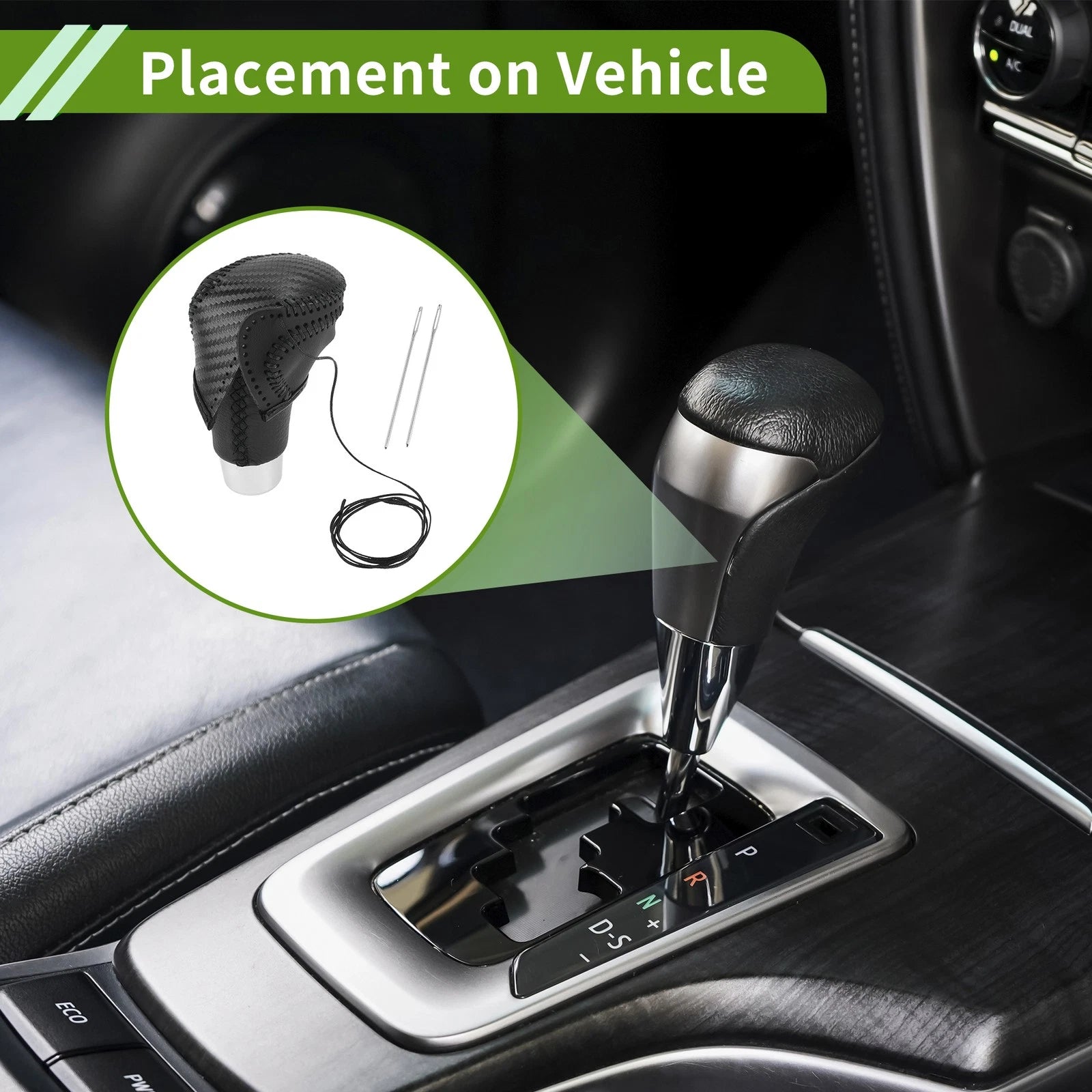 1Pc Gear Shift Knob Cover for Toyota CH-R (2018–2022) Black Carbon Fiber