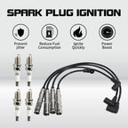 Set of 4 Spark Plugs + 4 Wires for VW Seat Beetle Golf Jetta (1998–2015) 06A905430AH