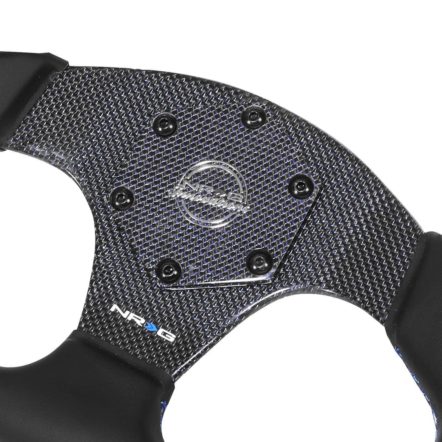 320mm Flat Dish Steering Wheel for NRG 3-Spoke (Suede, Blue Stripe)