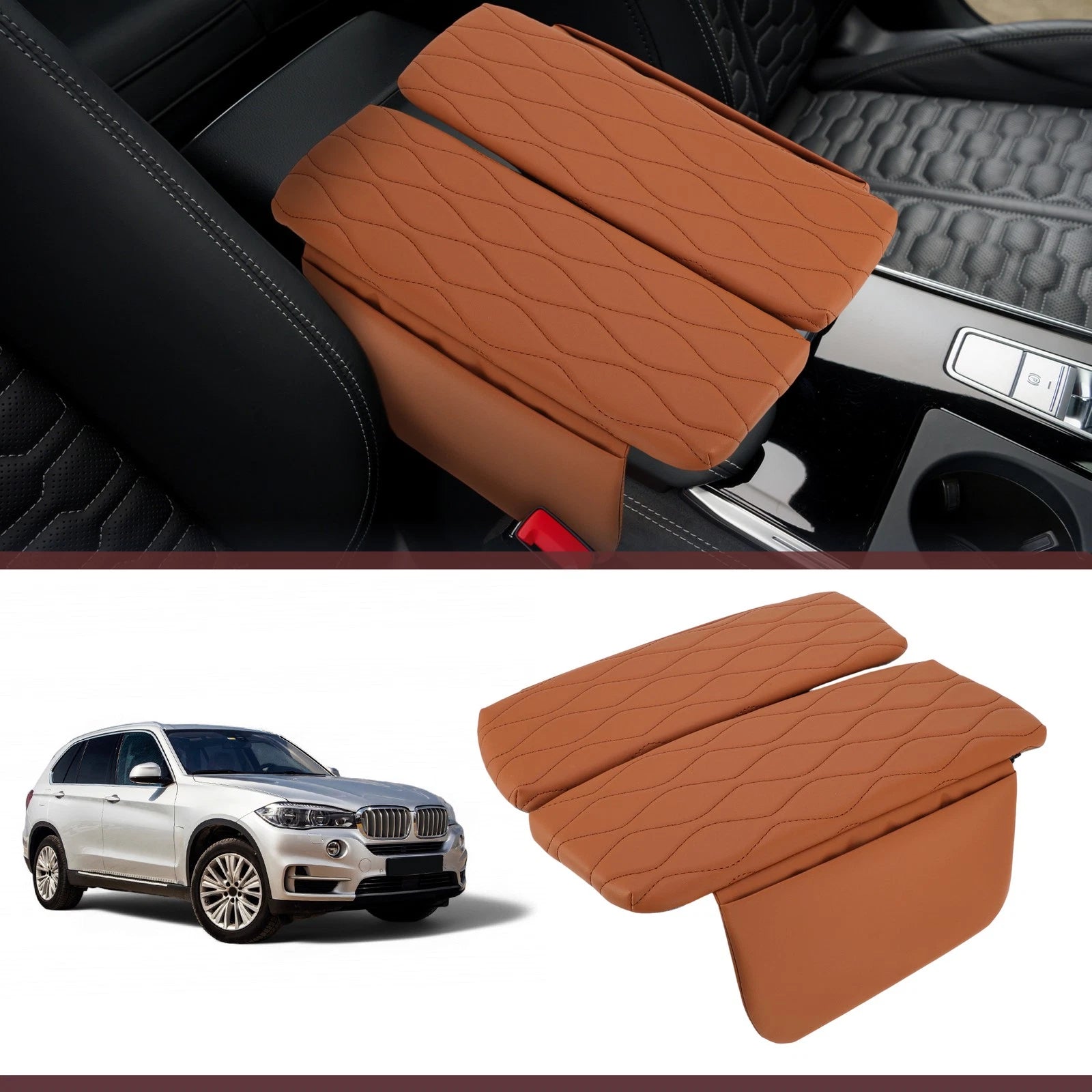 Center Console Cover for BMW X5 G05 (2019–2025) Napapi PVC Armrest Brown