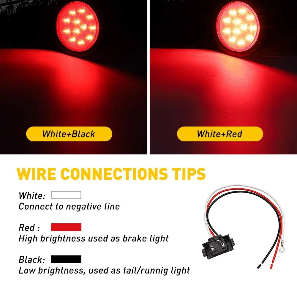 2x 4" Oval 10 LED Reverse Backup Lights for Trailer Truck (Flush Mount)