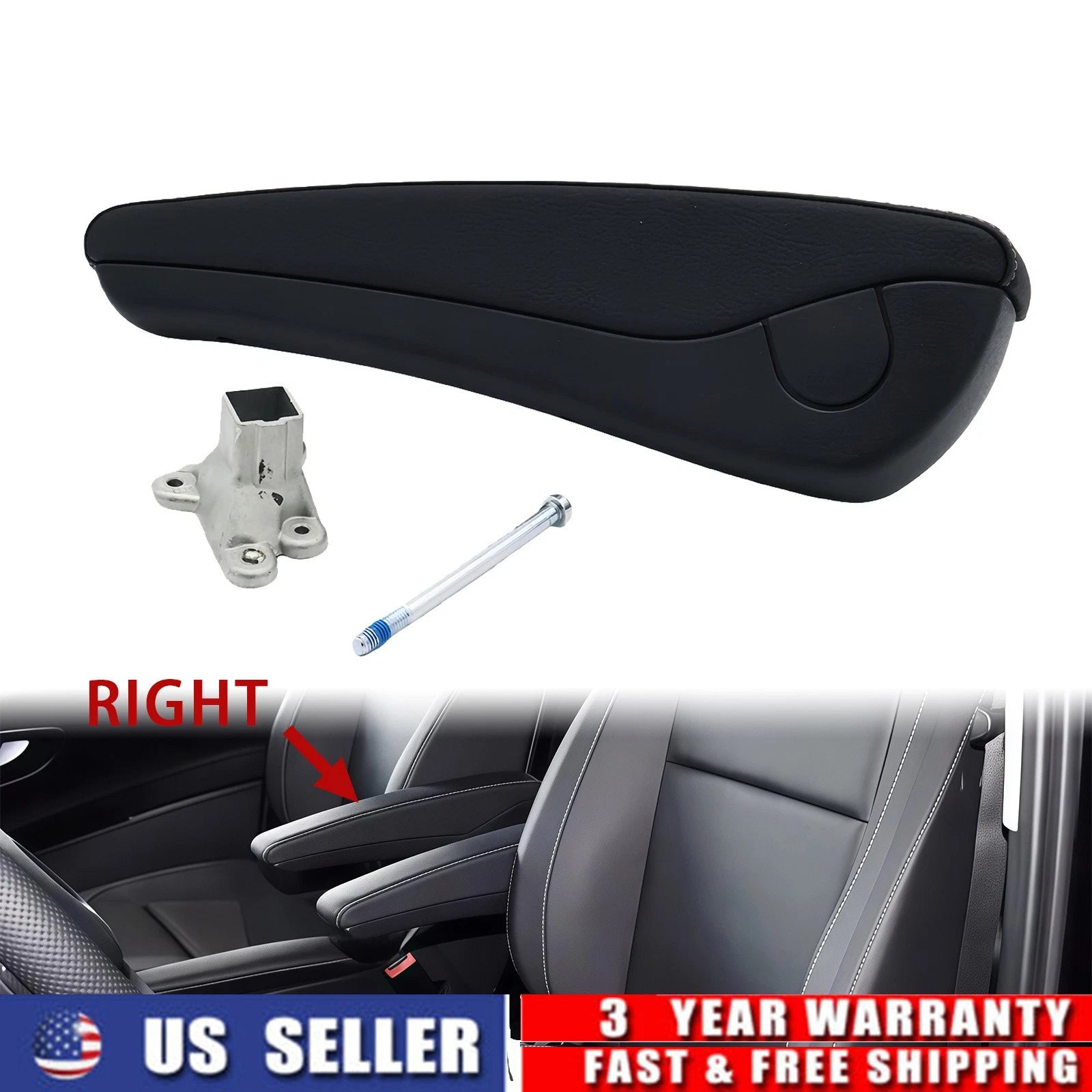 Leather Right Seat Armrest with Bracket for Benz V-Class W447 W448 (2015–2021)