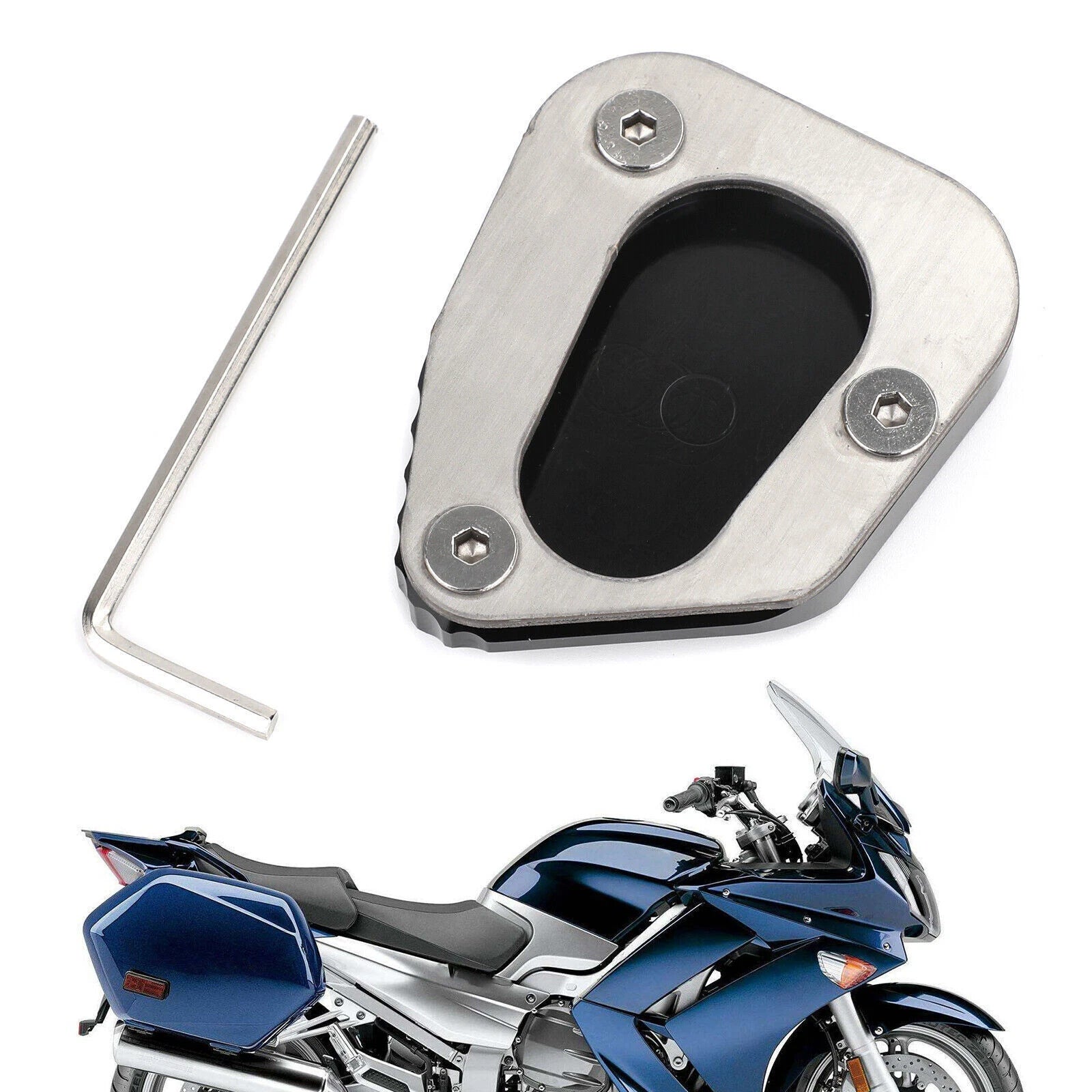 Kickstand Sidestand Enlarger Plate Pad for Yamaha FJR1300 (2006–2017) Black T9