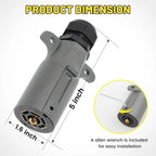 7 Pin Trailer Connector for RV Blade Round Power Plug (Sealed Waterproof)