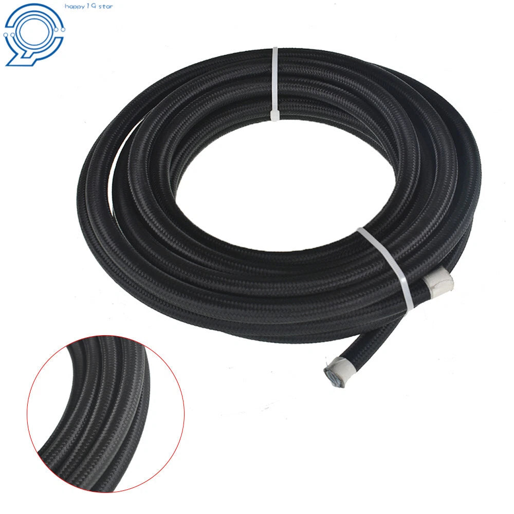 Set of 10 E85 PTFE Fuel Hose Lines with Fittings - 20FT, Black Nylon