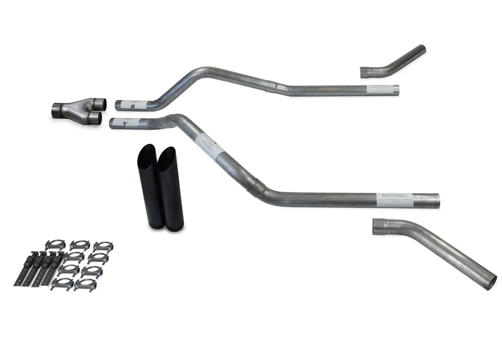 Dual Exhaust Kit Y Pipe for Chevy Blazer (1992–1994) Black Tips Corner Exit